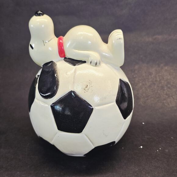 Vintage 1966 Snoopy Soccer Bank, Piggy Bank, Peanuts Collectibles, Charlie Brown - Picture 1 of 9